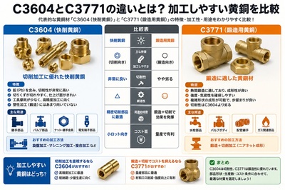 C3604とC3771の違いとは？加工しやすい黄銅を比較