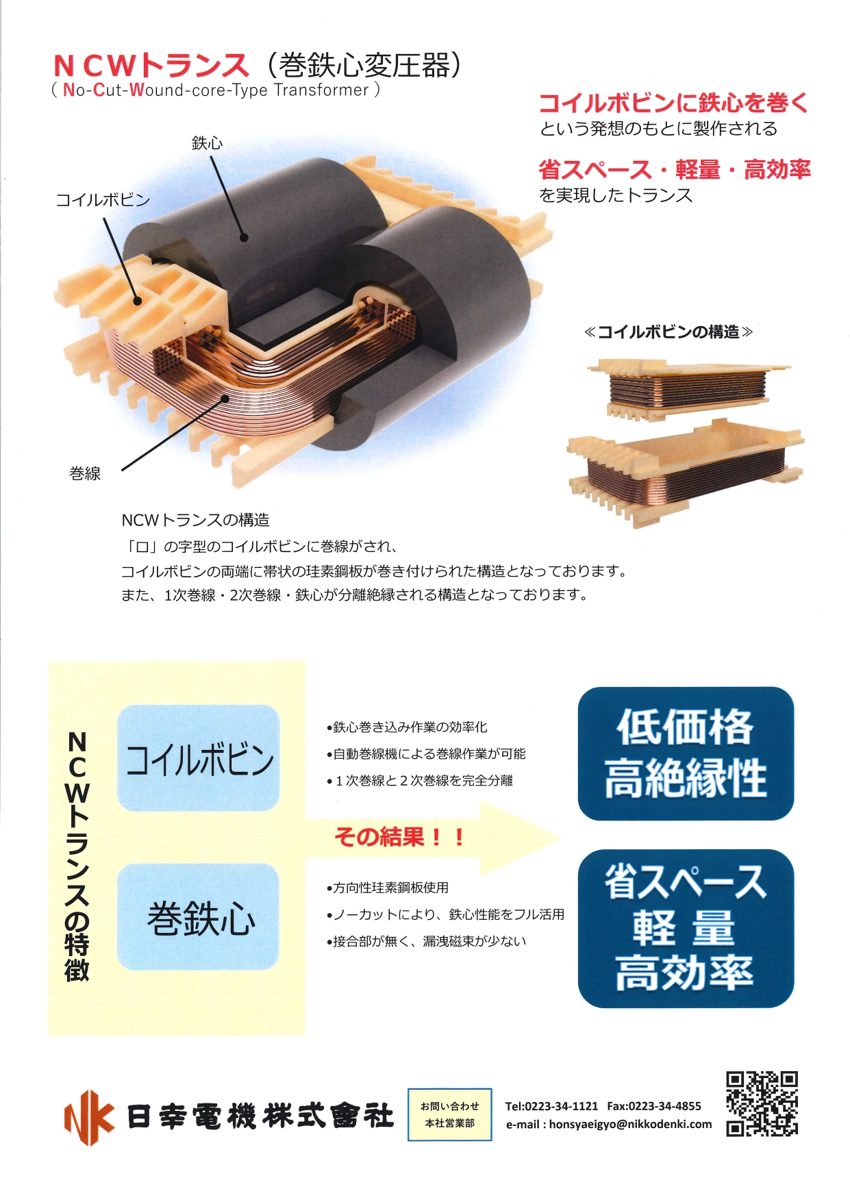 省エネルギー・小型・高効率のNCWトランス。(日幸電機株式会社) - 日幸電機 株式会社